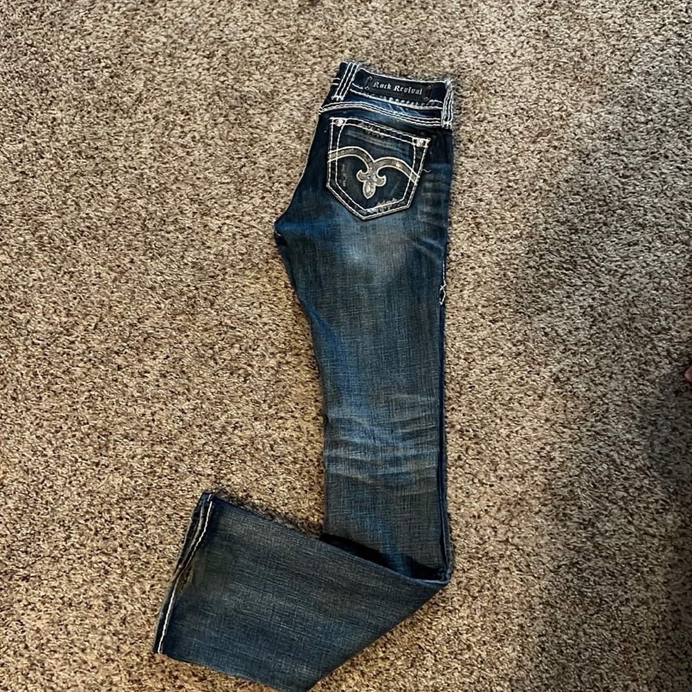 Silver sequin patched Rock Revival bootcut